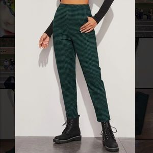 Plaid Gingham High-Waisted Pants